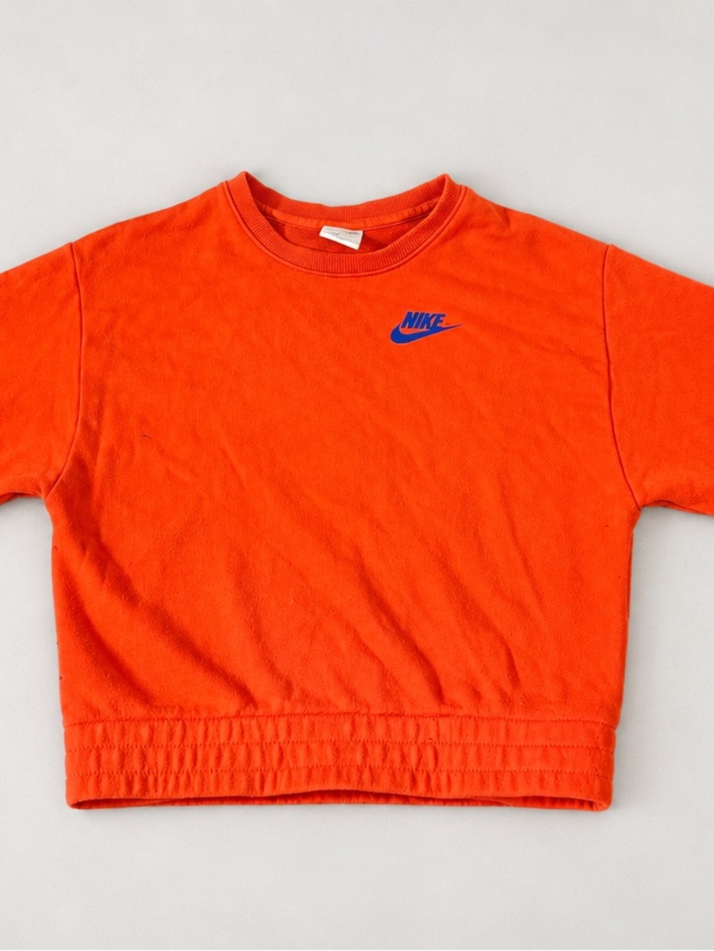 Nike Orange Cropped Tee with Blue Swoosh